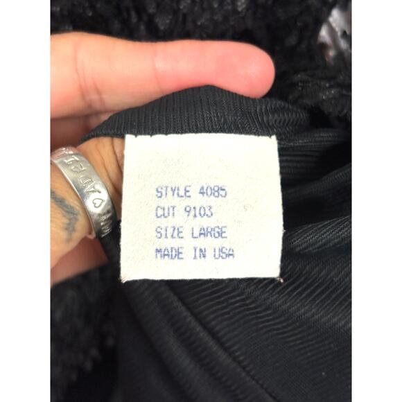 VTG Earl Rutenberg Black Cropped Textured Jacket Blazer Button LARGE Women's - Picture 4 of 10